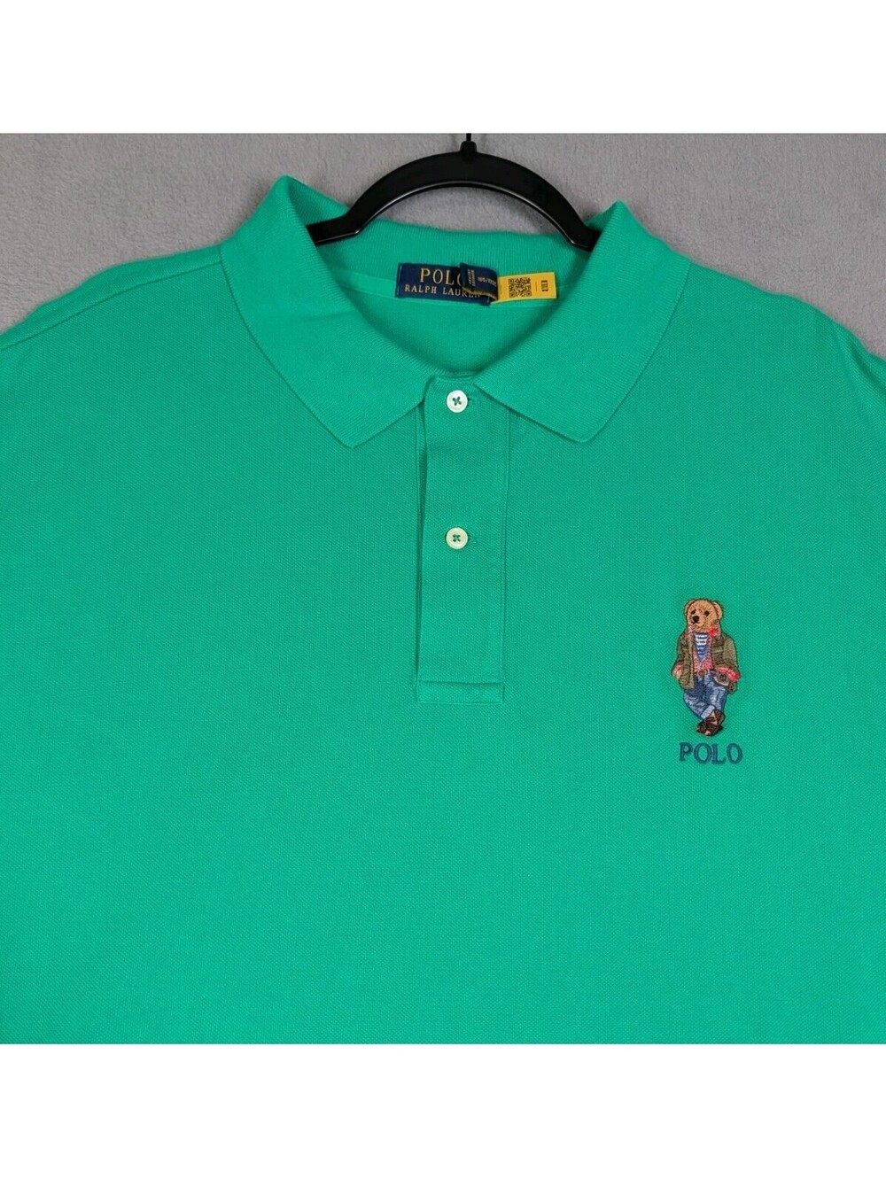 Polo Ralph Lauren Mens 2XLT Green Bear Embroidered Mesh Big Tall Shirt Turkey